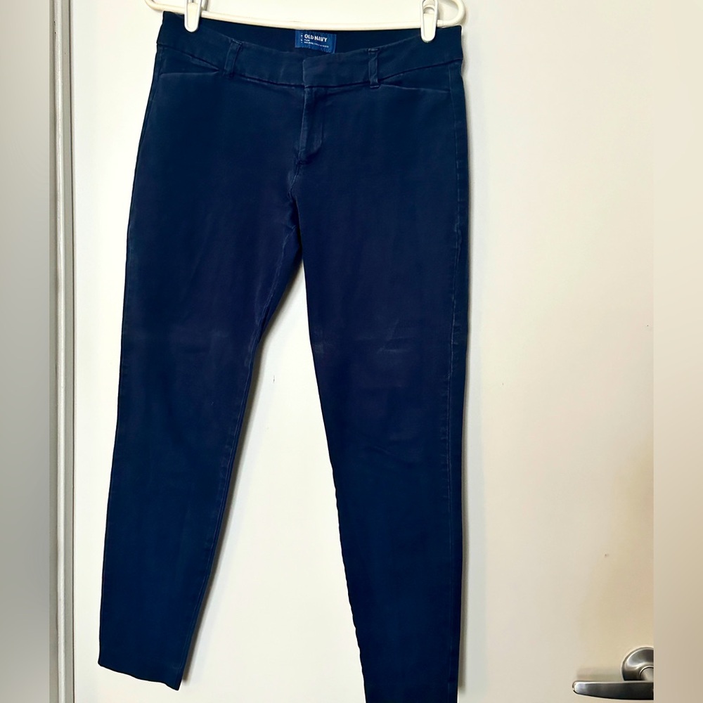 Navy blue pants ankle length stretch